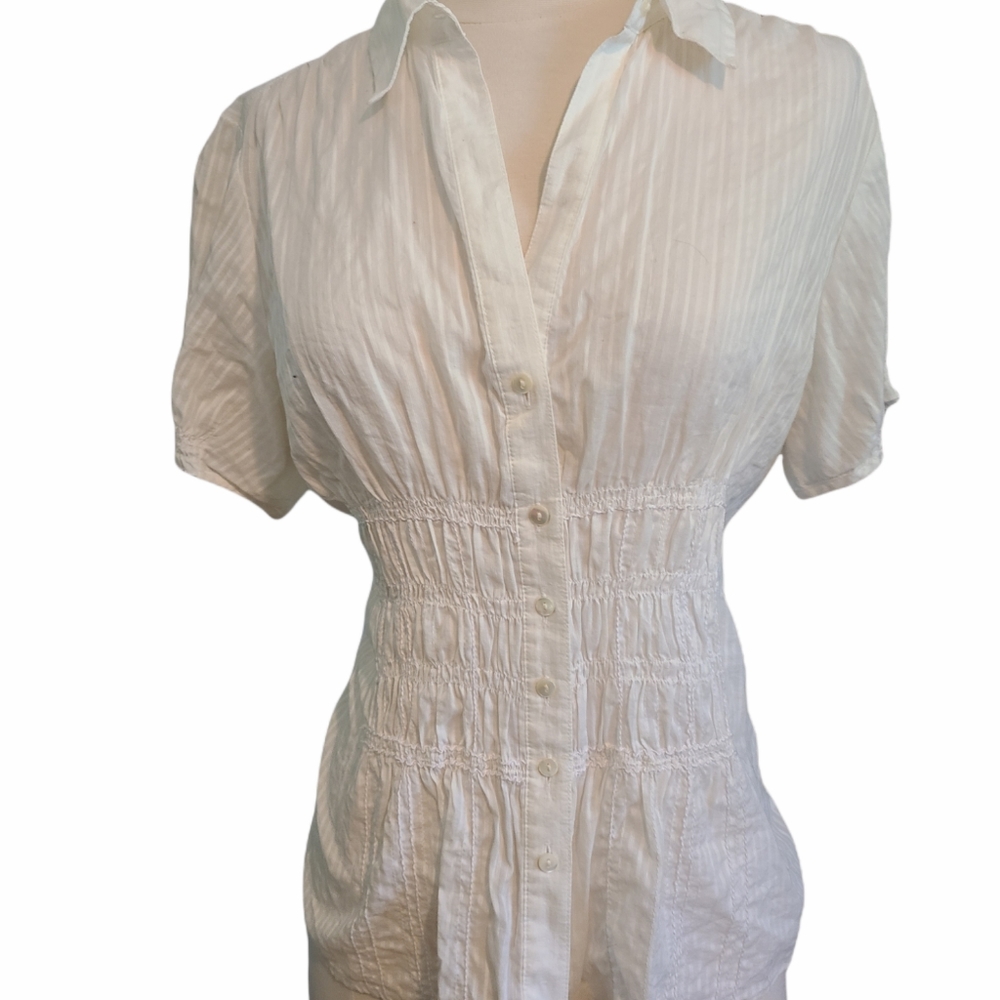 Women's The Limited L Rouched Blouse White